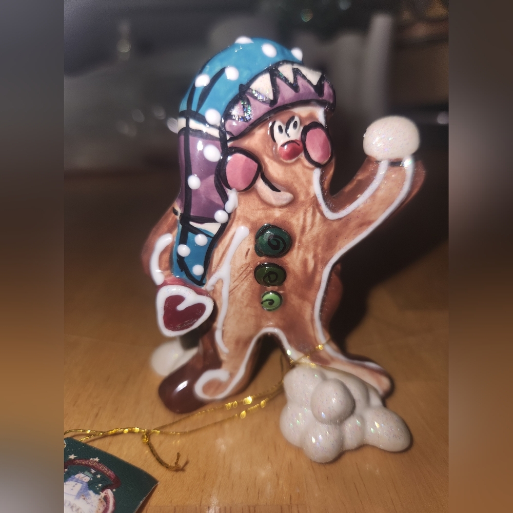 VTG Heather Goldminc Blue Sky Clayworks Gingerbread Man Figurine IOB